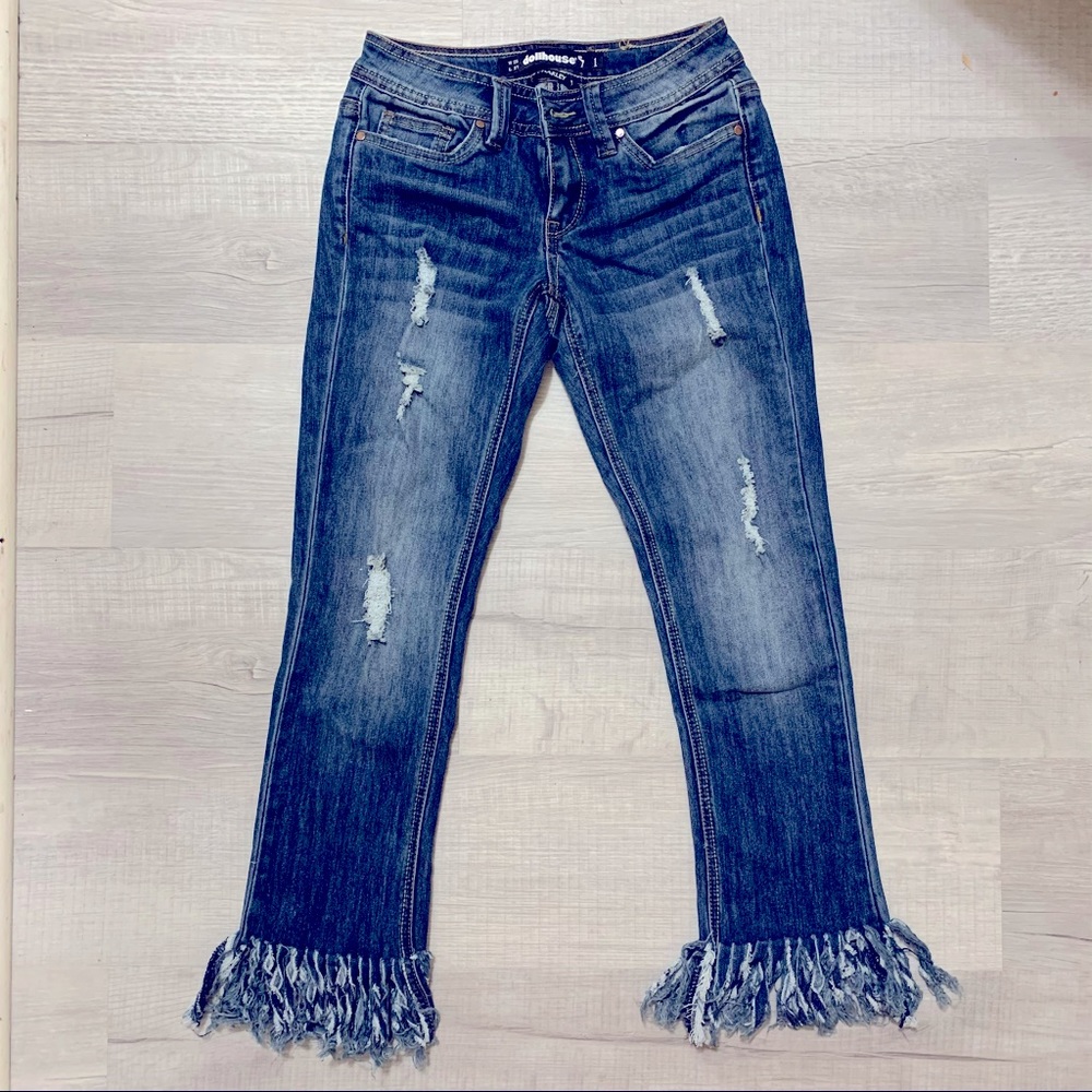 Fringe Cropped Jeans